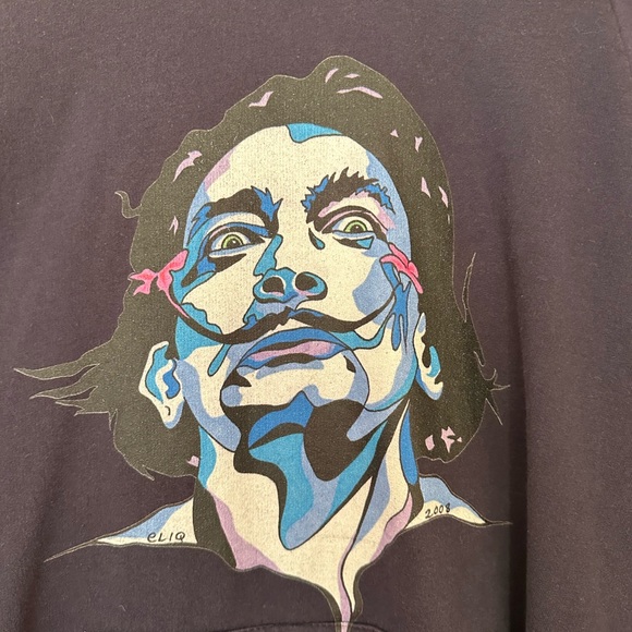 California Fleece by American Apparel Navy Blue Graphic Hoodie - Picture 3 of 6